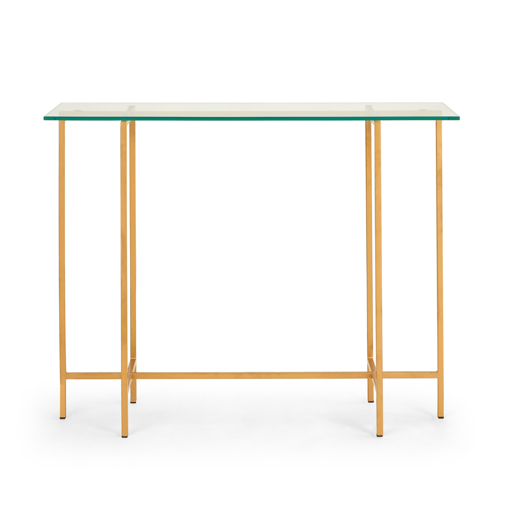IDA GLASS TOP CONSOLE TABLE GOLD FRAME